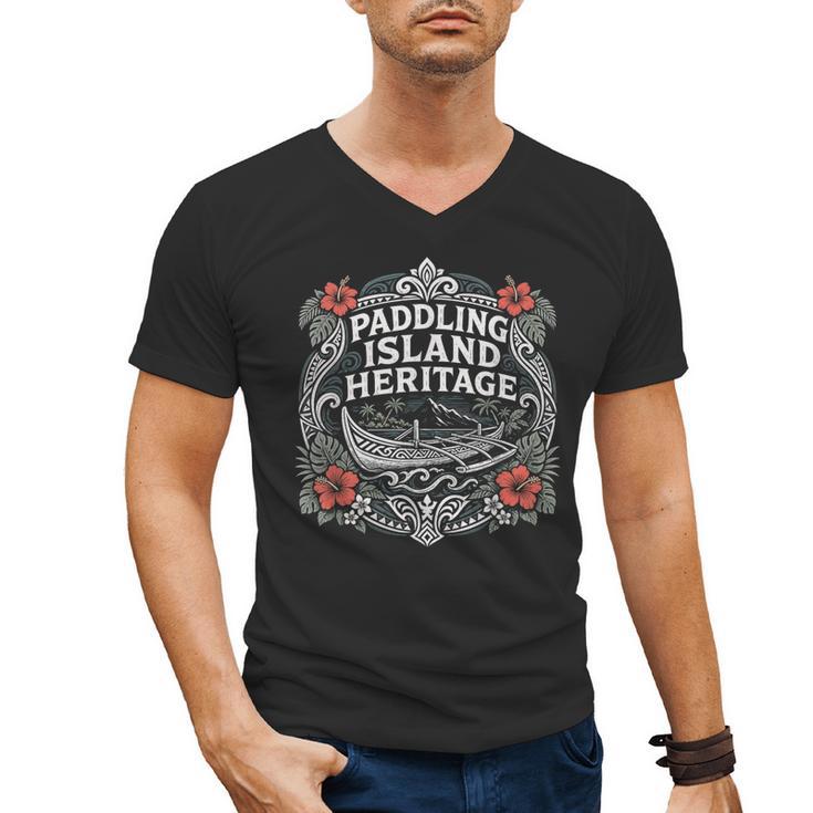 Paddling Island Heritage Outrigger Canoe Men's V-Neck T-Shirt