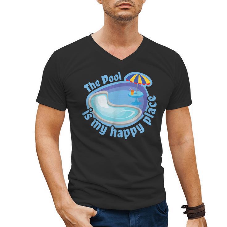 The Pool Is My Happy Place T Shirt Summer Swimming Tee Men's V-Neck T-Shirt