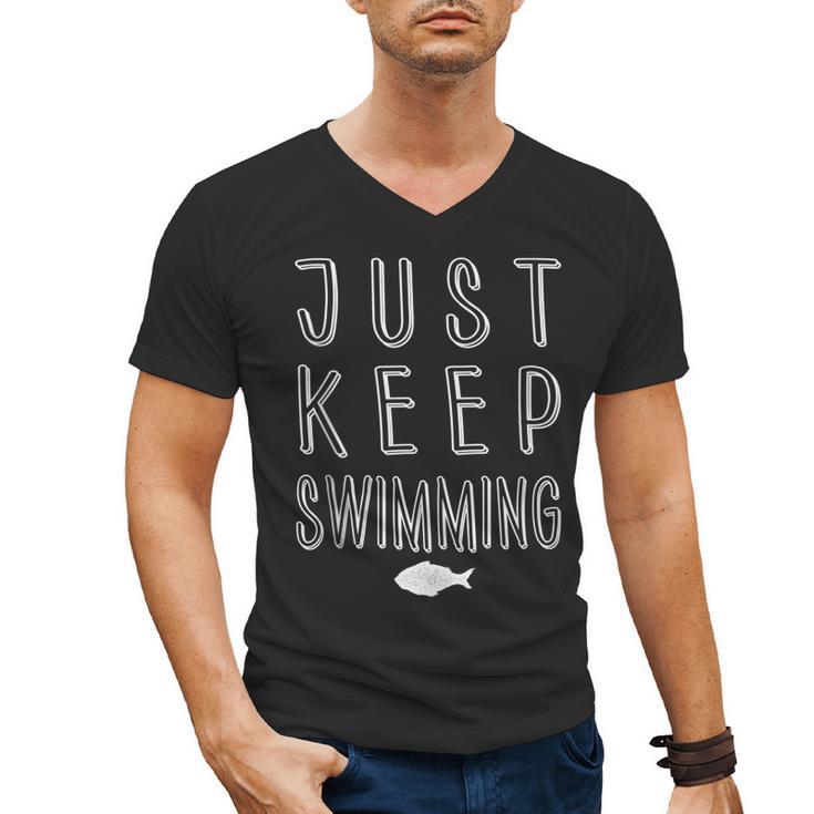 Pretty Fish Just Keep Swimming Men's V-Neck T-Shirt