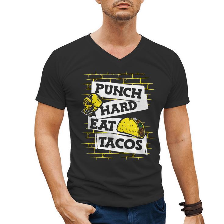 Punch Hard Eat Tacos Professional Boxer Muay Thai Boxing Men's V-Neck T-Shirt