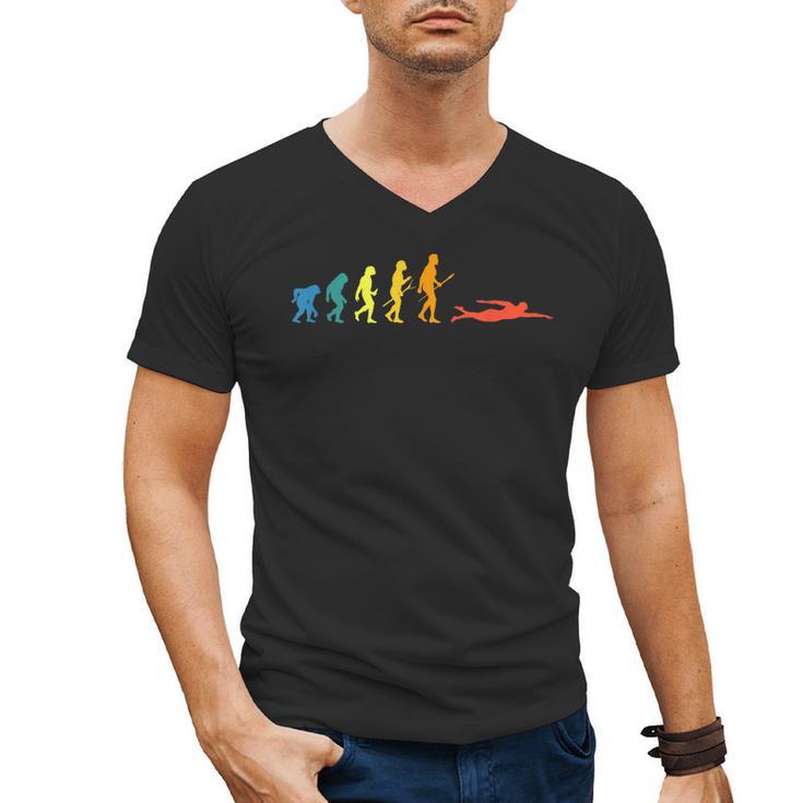 Retro Swimming Evolution For Swimmers Summer Water Lovers Men's V-Neck T-Shirt