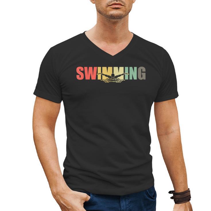 Retro Swimming Vintage Swimming Swimmer Men's V-Neck T-Shirt