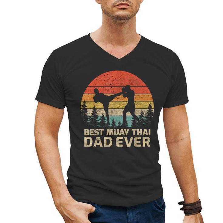 Retro Vintage Best Muay Thai Dad Ever Father's Day Men's V-Neck T-Shirt