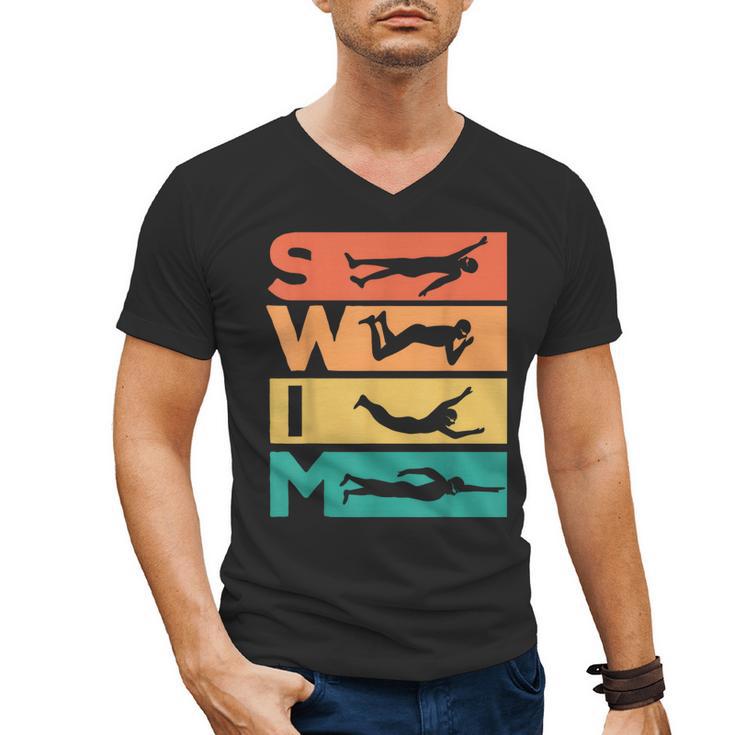 Retro Vintage Swimming For Swimmers Men's V-Neck T-Shirt