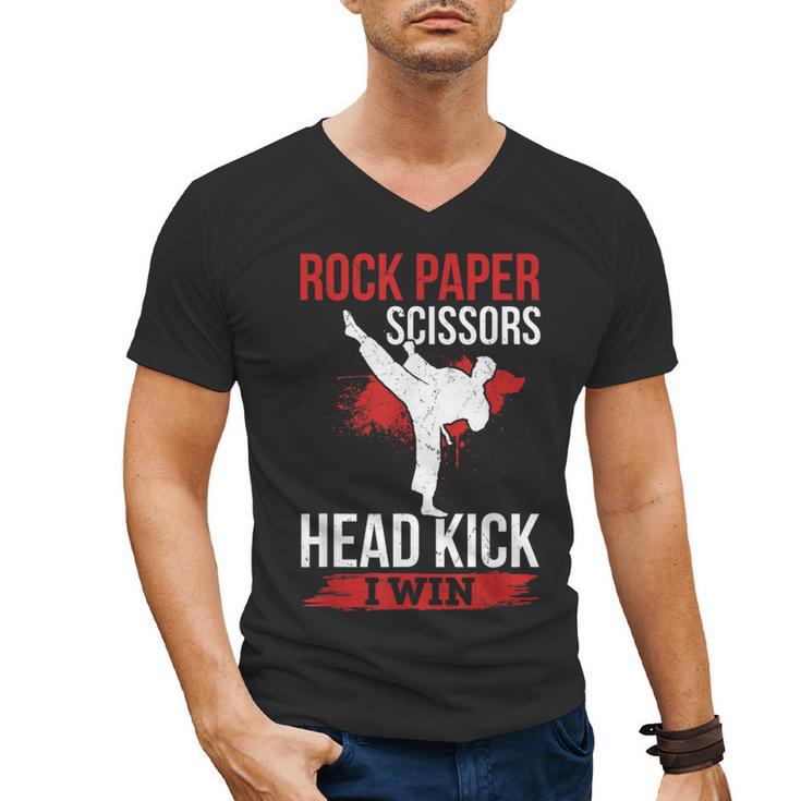 Rock Paper Scissors Head Kick I Win Muay Thai Men's V-Neck T-Shirt