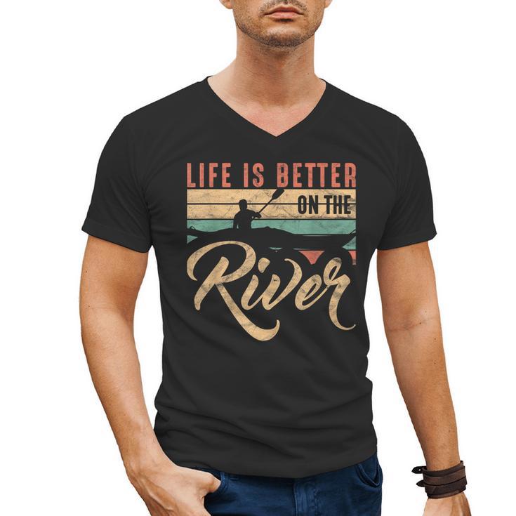 Rowing Canoe Kajak Life Is Better On The River Men's V-Neck T-Shirt