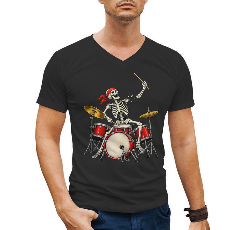 Skeleton Drummer Skull Drum Kit Halloween Sleeveless Men's V-Neck T-Shirt