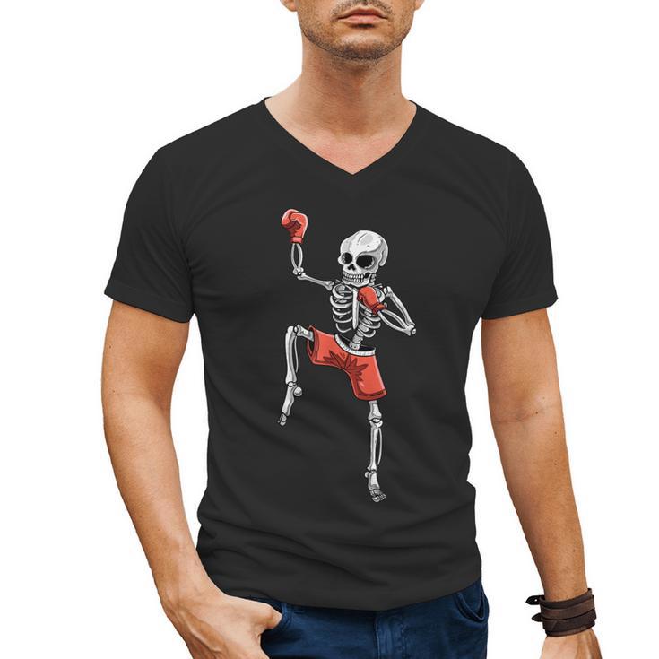Skeleton Muay Thai Halloween Kickboxing MMA Fighter Costume Men's V-Neck T-Shirt