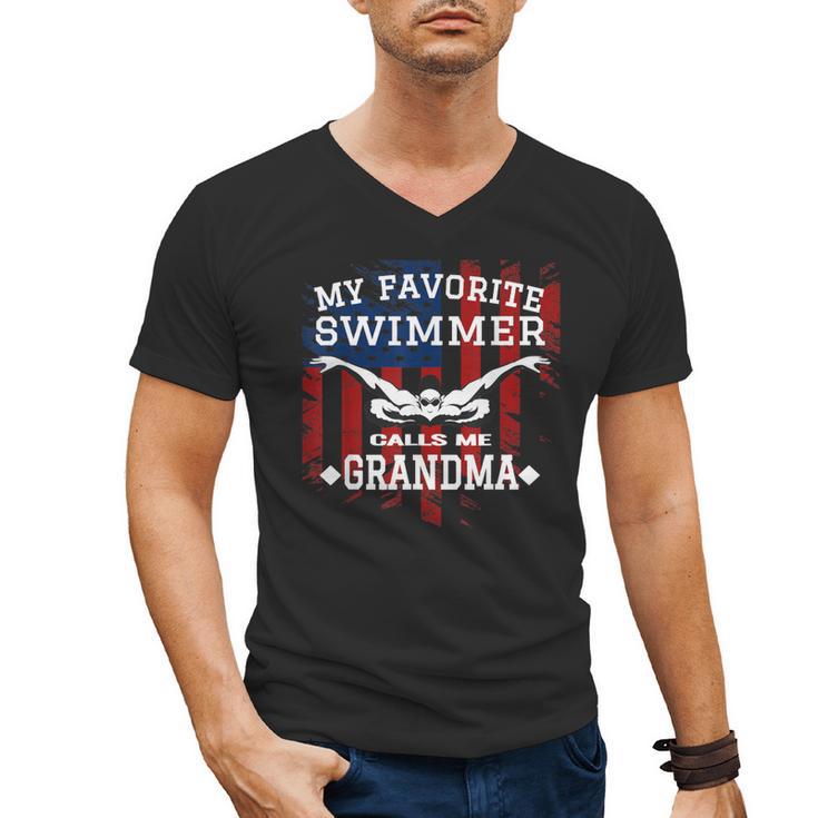 Swim Grandma Tshirt US American Flag Swimming Tee Men's V-Neck T-Shirt