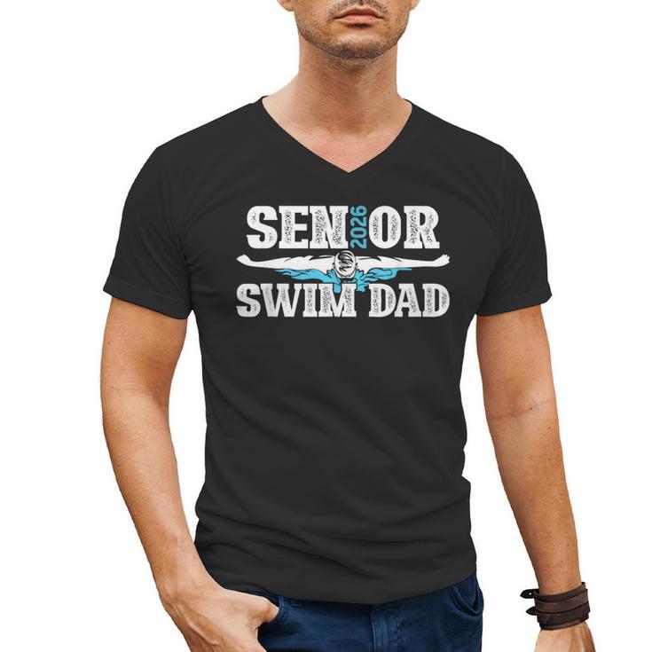 Swim Senior Dad 2026 Proud Swimming Senior Father 2026 Men's V-Neck T-Shirt