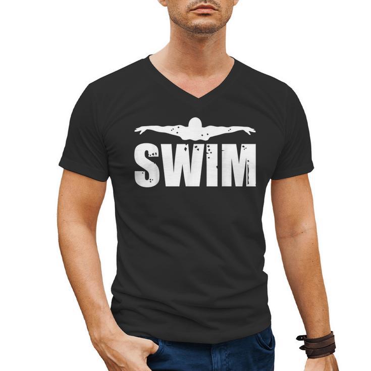 Swim Sports Swimming Water Athletic Swimmer Men's V-Neck T-Shirt