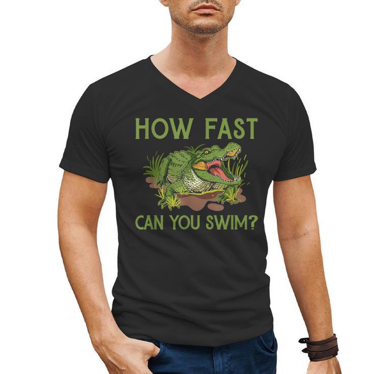 Swimmer Crocodile Swimming Humor How Fast You Can Swim Men's V-Neck T-Shirt