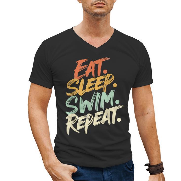 Swimmer Eat Sleep Swim Repeat I Swimming Men's V-Neck T-Shirt
