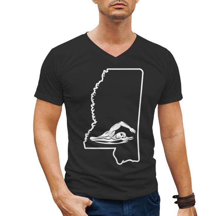 Swimming Apparel Mississippi Swimmer Training Men's V-Neck T-Shirt