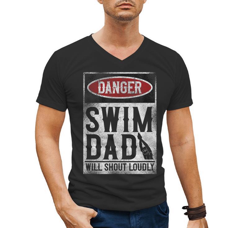 Swimming Swimmer DANGER Swim Dad Men's V-Neck T-Shirt