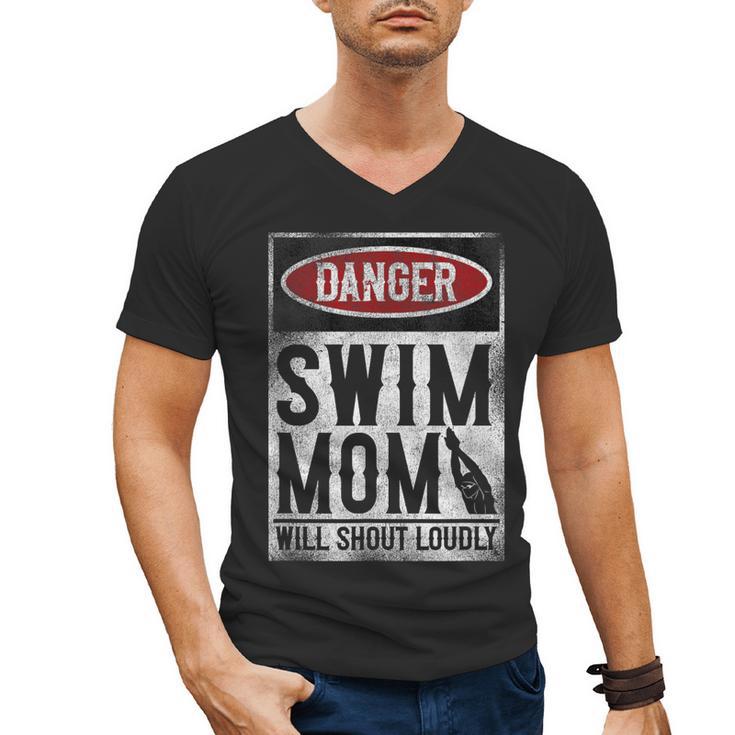Swimming Swimmer DANGER Swim Mom Men's V-Neck T-Shirt