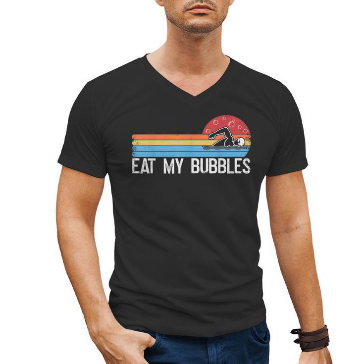 Swimming Swimmer Eat My Bubbles Swim Retro Men's V-Neck T-Shirt