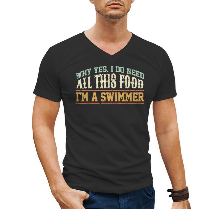 Swimming Swimmer Eating Swim Men's V-Neck T-Shirt