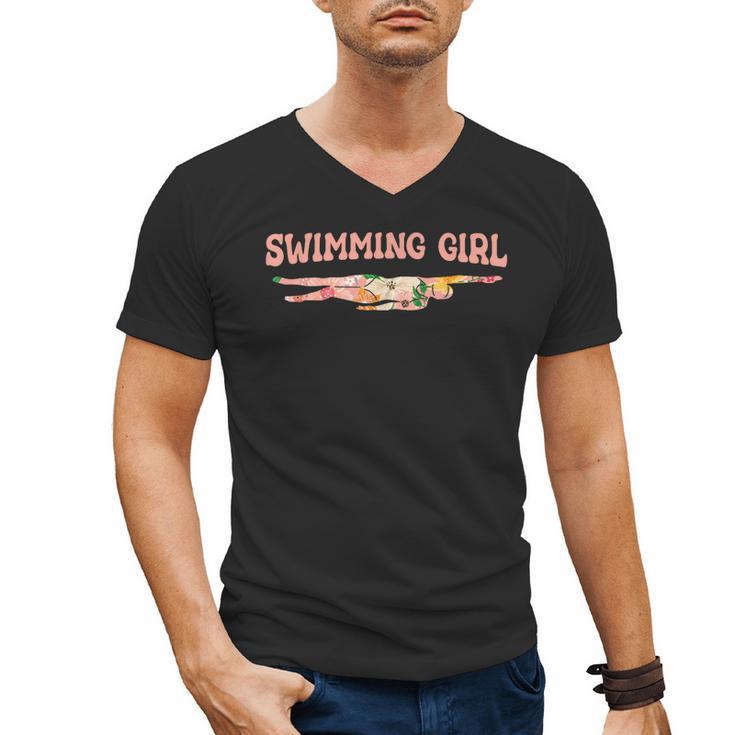 Swimming Swimming Water Sports Swimmer Men's V-Neck T-Shirt