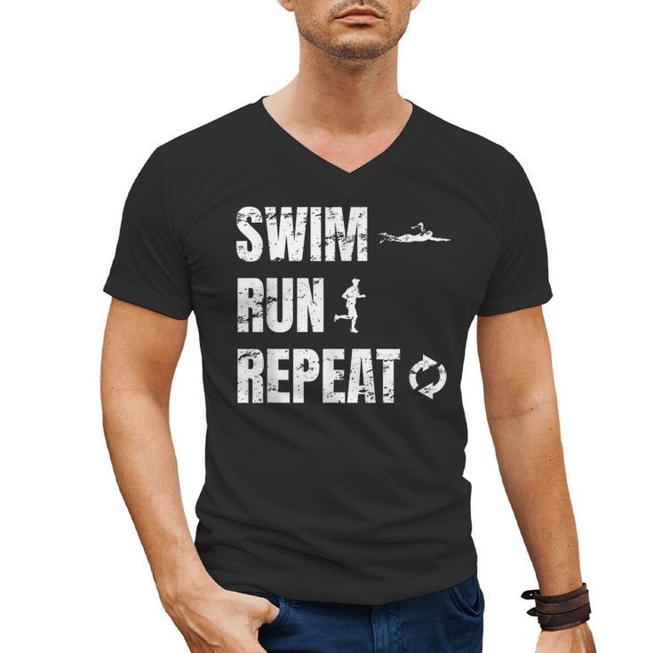 Swimrun Endurance Sports Swimming Running Swim Run Men's V-Neck T-Shirt