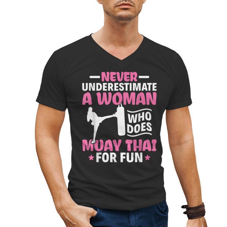 Never Underestimate A Woman Thai Boxing Muay Thai Fighter Men's V-Neck T-Shirt