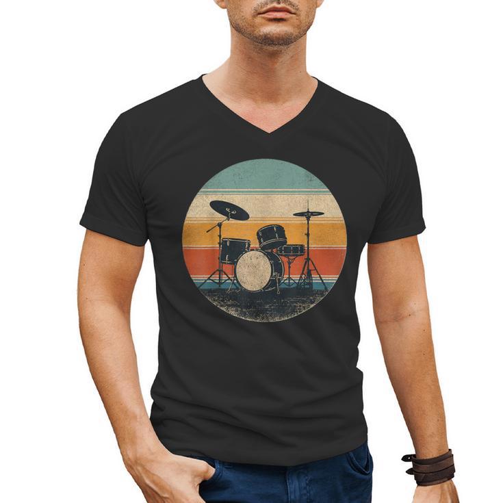 Vintage Drum Kit Silhouette Retro Music Men's V-Neck T-Shirt