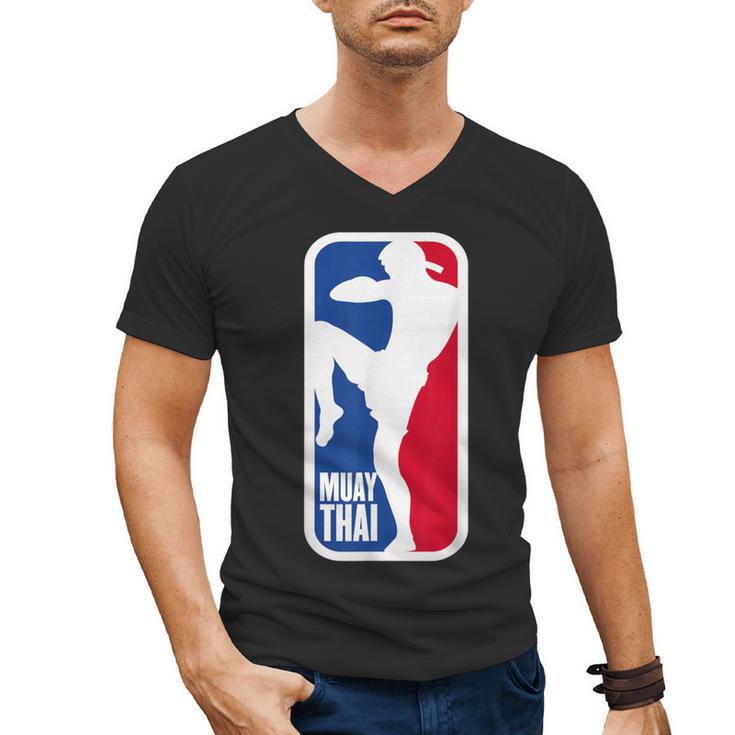Vintage Muay Thai Fighter MMA Street Fight Kickboxing Club Men's V-Neck T-Shirt