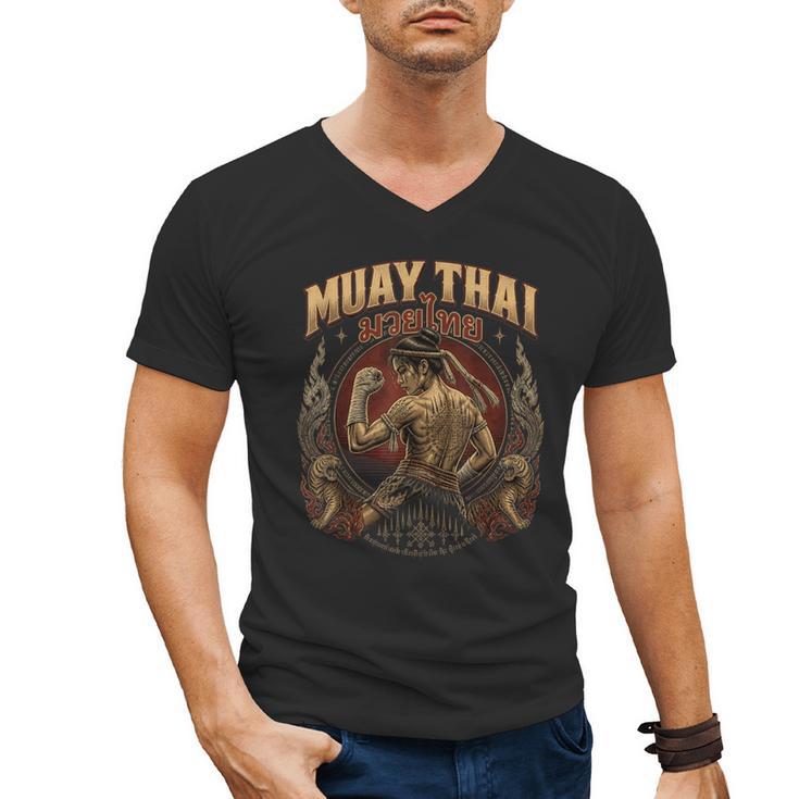 Vintage Muay Thai Flag Thailand Thai Boxing Fighter Men's V-Neck T-Shirt
