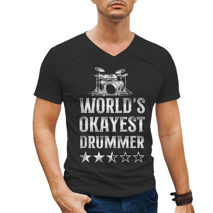 Vintage World'S Okayest Drummer Drum Kit Men's V-Neck T-Shirt
