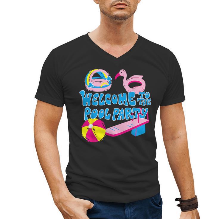 Welcome To The Pool Party Birthday Summer Family Swimming Men's V-Neck T-Shirt