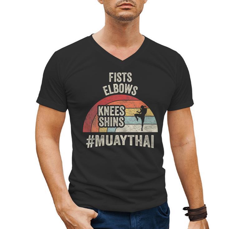 Women's Retro Muay Thai Martial Arts Fighter Graphic Men's V-Neck T-Shirt
