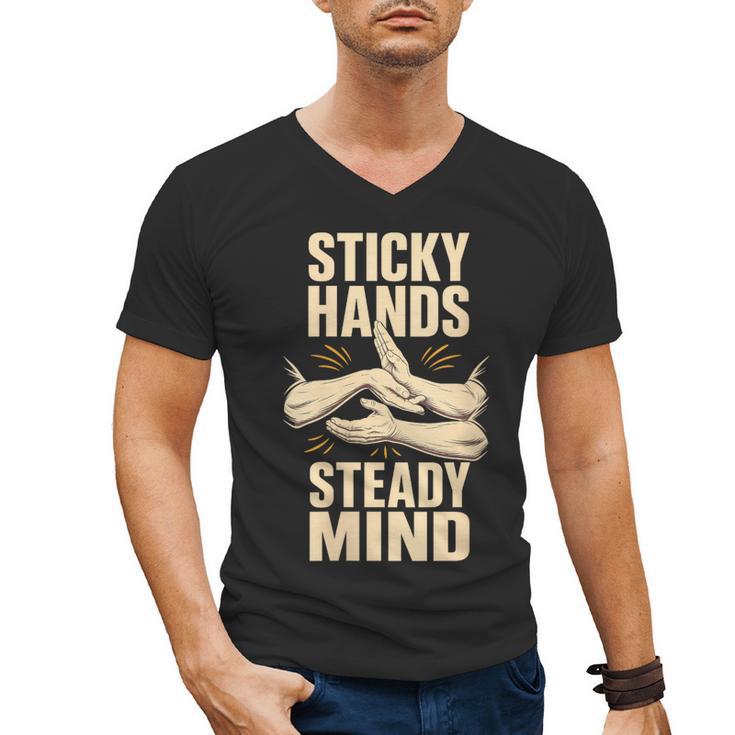Women's Sticky Hands Steady Mind Muay Thai Boxing Men's V-Neck T-Shirt