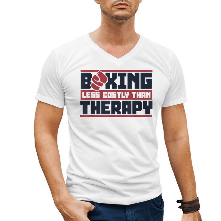 Boxing Less Costly Than Therapy Muay Thai Boxing Men's V-Neck T-Shirt