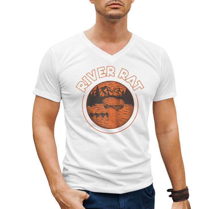 Canoe Canoeing Retro River Rat Raglan Baseball Tee Men's V-Neck T-Shirt