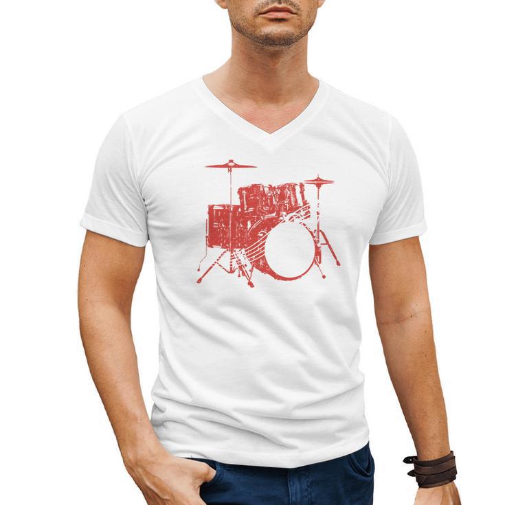 Drum Kit Drummer Band Musical Instrument Rock Music Men's V-Neck T-Shirt