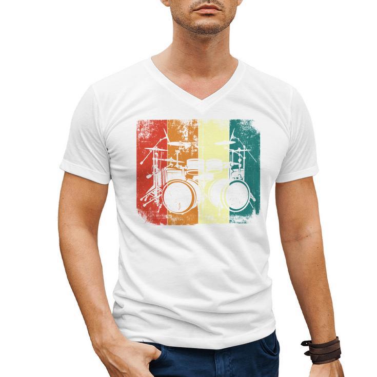 Drumset Cool Retro Vintage Drum Kit Drummer Music Percussion Men's V-Neck T-Shirt