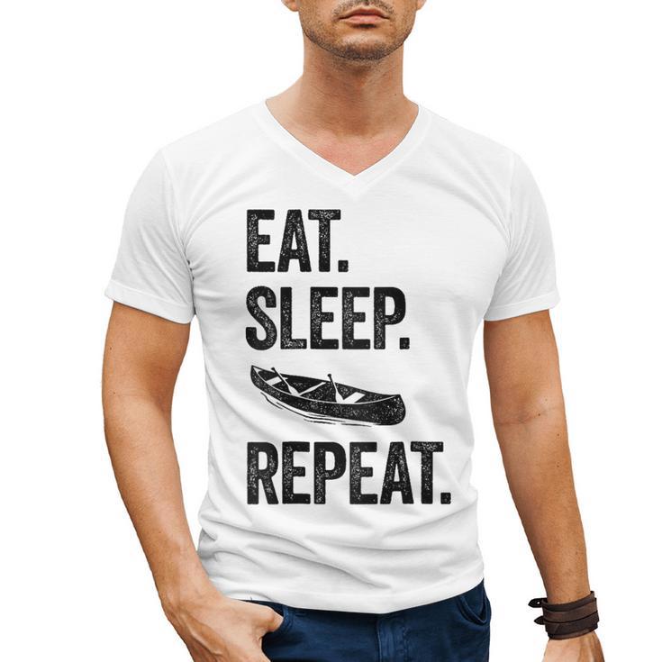 Eat Sleep Canoe Repeat Canoeing Outdoors Raglan Baseball Tee Men's V-Neck T-Shirt