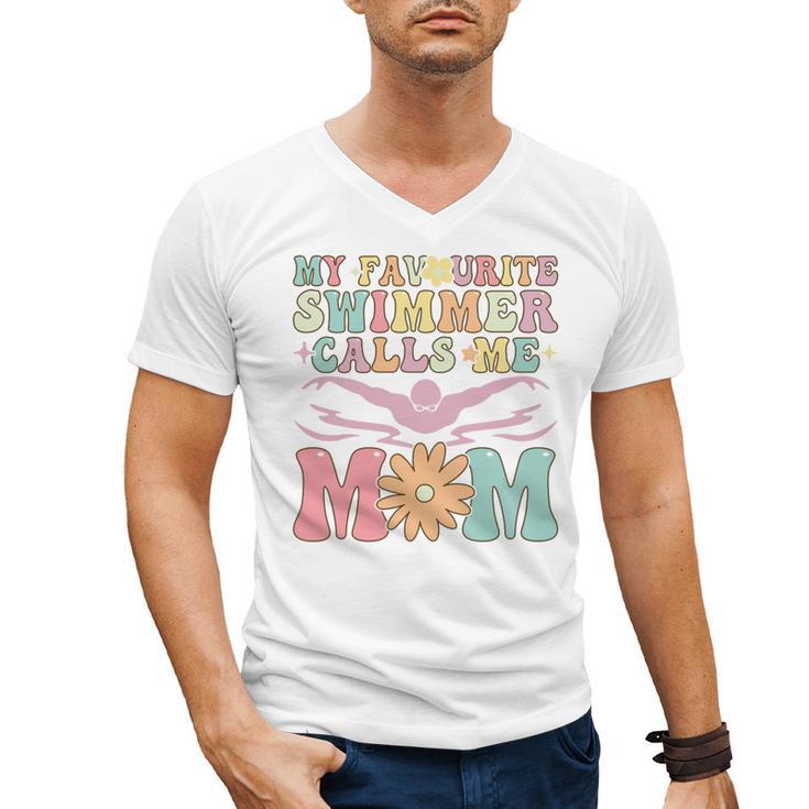 Favourite Swimmer Calls Me Mom Swimming Mom Female Swimmer Men's V-Neck T-Shirt