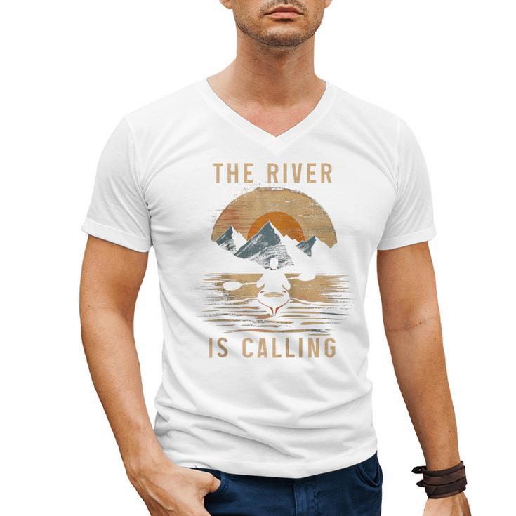 Kayak Kayak Vintage Mountains Canoe Kayak Raglan Baseball Tee Men's V-Neck T-Shirt