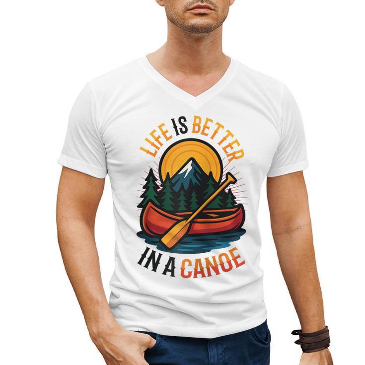 Life Is Better In A Canoe Canoeing Raglan Baseball Tee Men's V-Neck T-Shirt