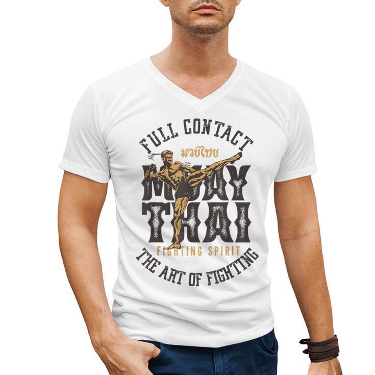 Muay Thai Fighter MMA Full Contact Retro Kickboxing Men's V-Neck T-Shirt