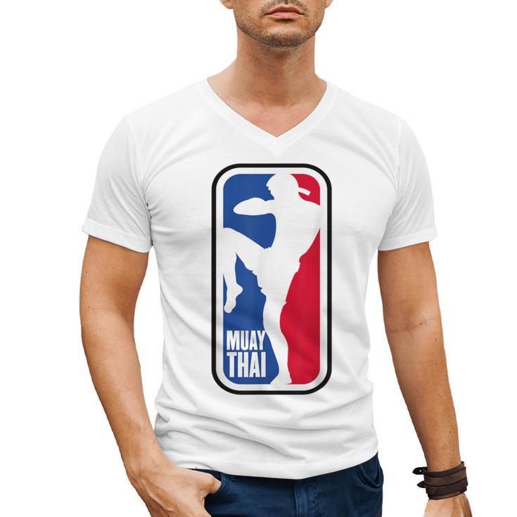 Muay Thai Fighter Retro Kickboxing MMA Training Men's V-Neck T-Shirt