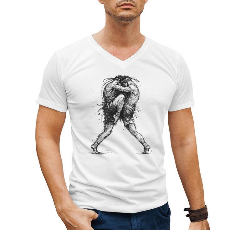 Muay Thai Kickboxing Nak Muay Thai Boxing Fighter Men's V-Neck T-Shirt