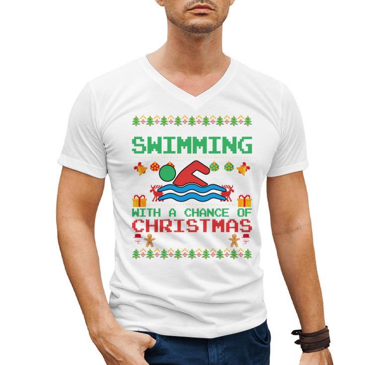 Swimming Christmas Party Swim Swimmer Christmas Ugly Style Men's V-Neck T-Shirt