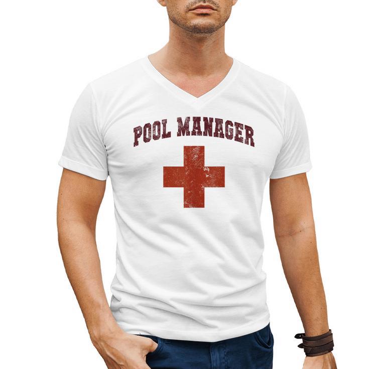 Swimming Pool Manager Beach Vacay Lifeguards Swim Cruise Men's V-Neck T-Shirt