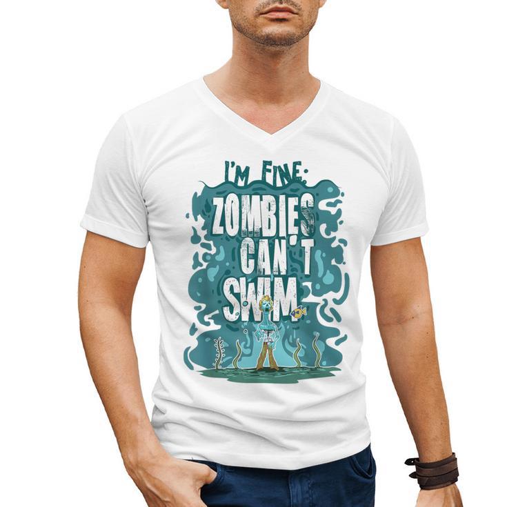 Swimming Quote Zombies Can't Swim For Swimmer Men's V-Neck T-Shirt