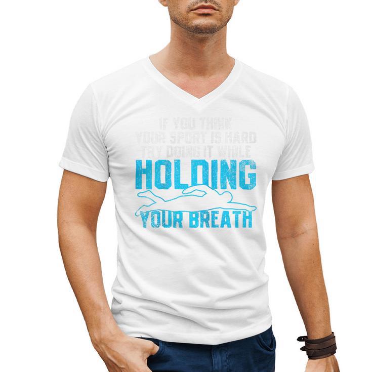 Swimming Swimmer Raglan Baseball Tee Men's V-Neck T-Shirt