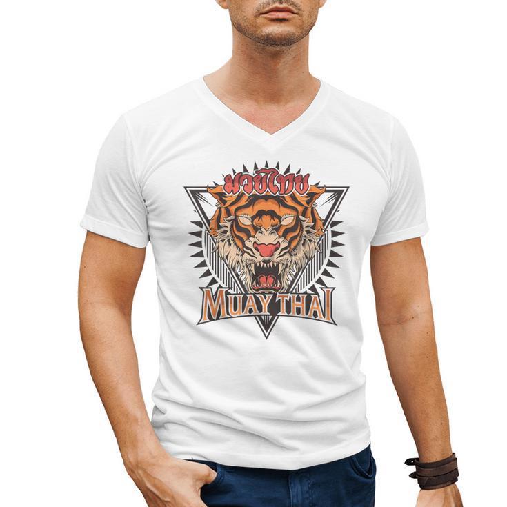 Tigar Muay Thai MMA Vintage Kickboxing Training Men's V-Neck T-Shirt