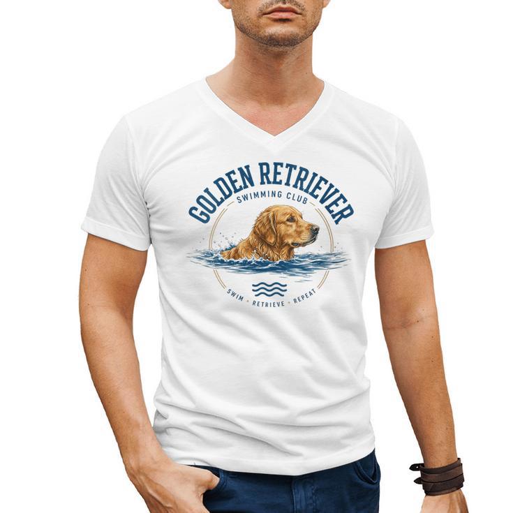 Women's Golden Retriever Swimming Men's V-Neck T-Shirt