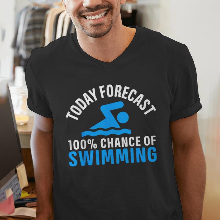 100 Chance Of Swimming Swimmer Swimming Men's V-Neck T-Shirt 100 Chance Of Swimming Swimmer Swimming Men's V-Neck T-Shirt